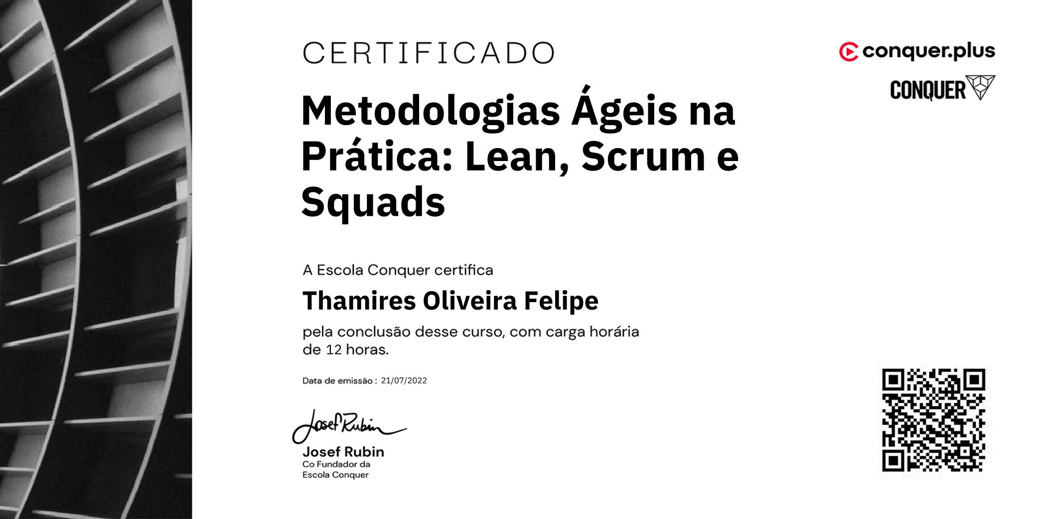 Certificado de Metodologias Ágeis na Prática: Lean, Scrum e Squads